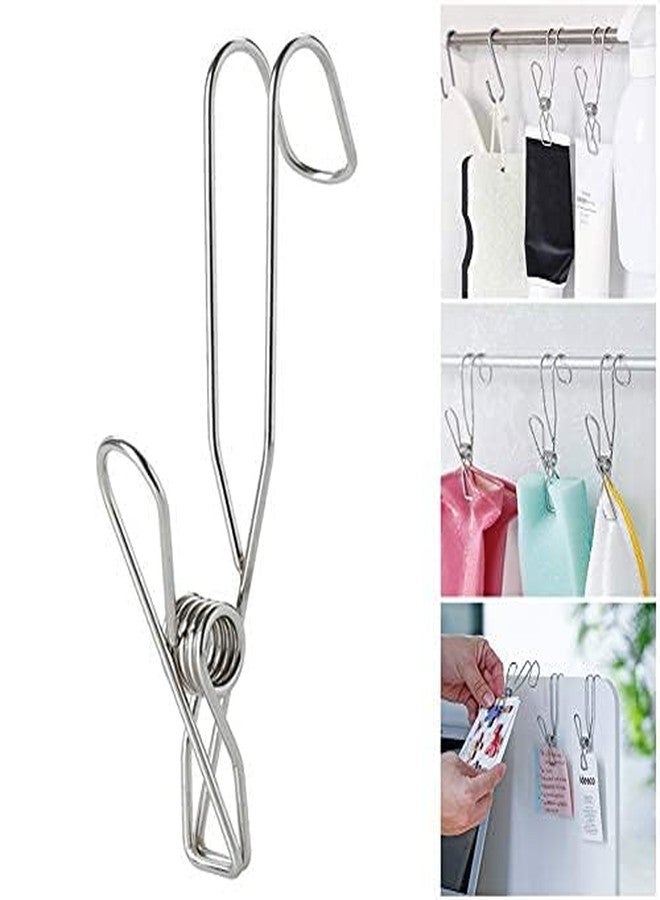 Iktu Stainless Steel Ordinary Note Pad Hook Clip Student Stationery Supplies Hanger Balcony Quilt Laundry Windproof Hanging Clamp Towel Holder (6 Pieces) - Image 2
